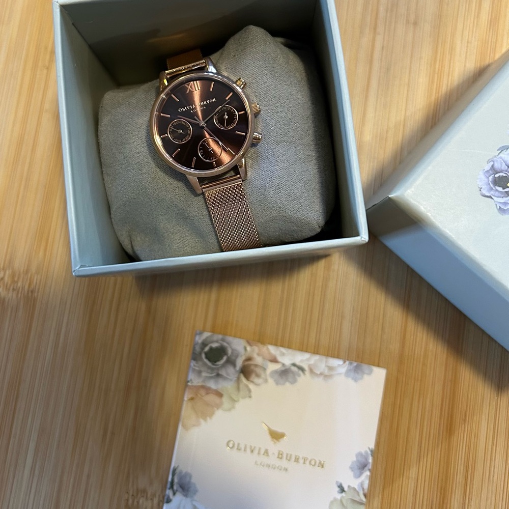 OLIVIA BURTON MIDI DIAL CHRONOGRAPH WATCH WITH 30MM DARK BROWN FACE - Picture 6 of 6